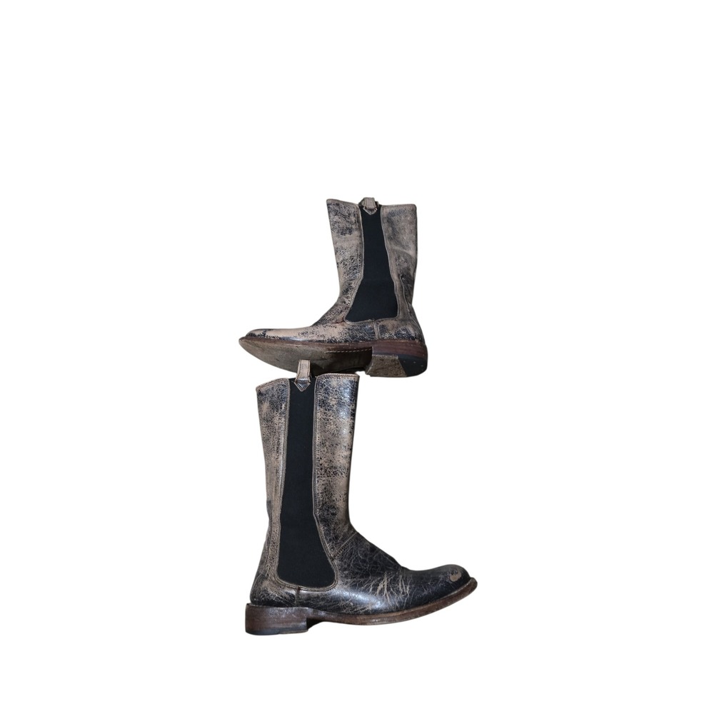 Bed Stu Cobbler Series Distressed Leather Mid Calf Chelsea Boots Brown 6